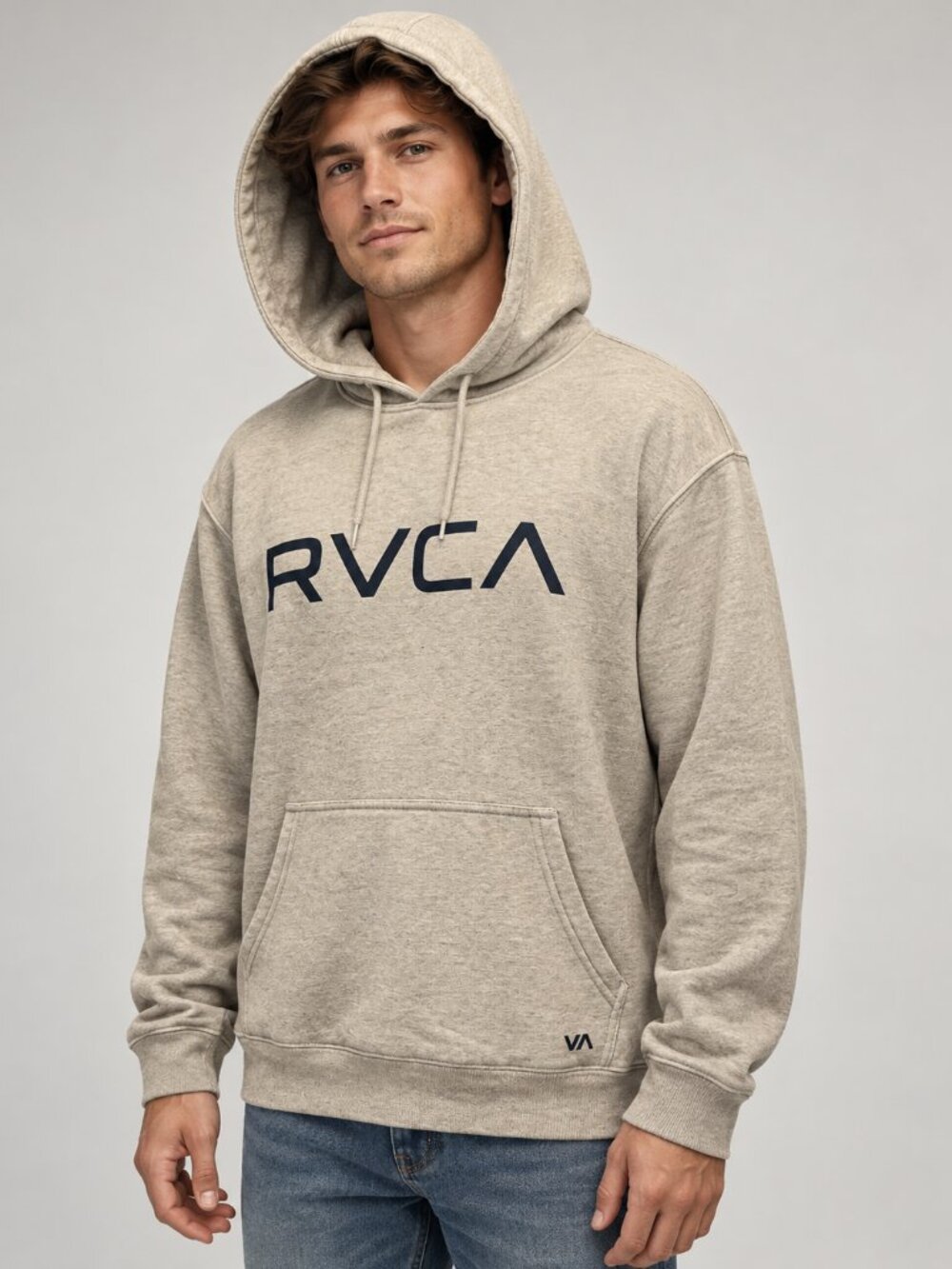 RVCA Men’s Gray Logo Graphic Hoodie Pullover Sweatshirt Size Medium